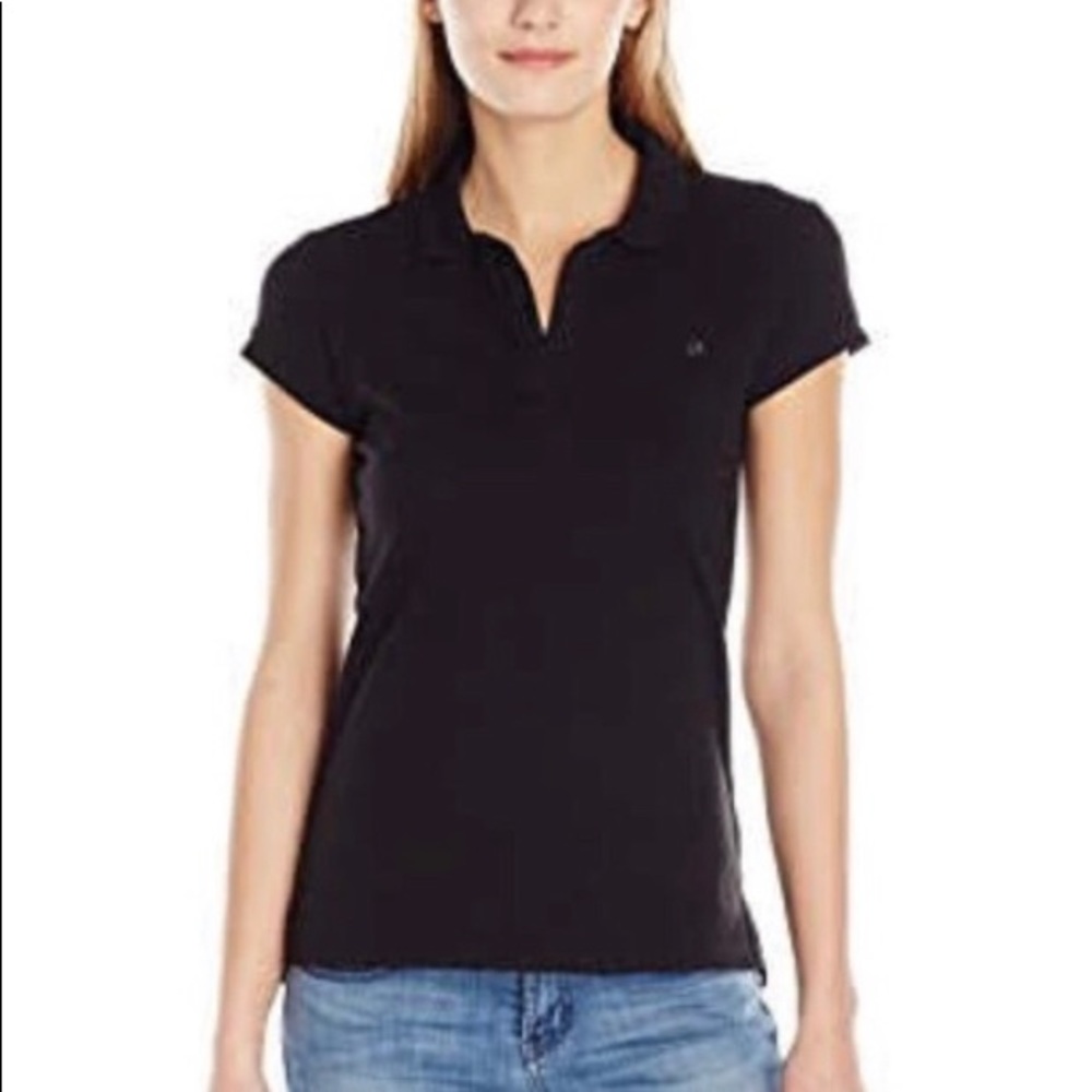 Last Chance! 
Navy v-neck polo, CK Jeans brand, size Lg
